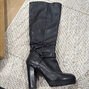 Black Leather Knee-High Boots